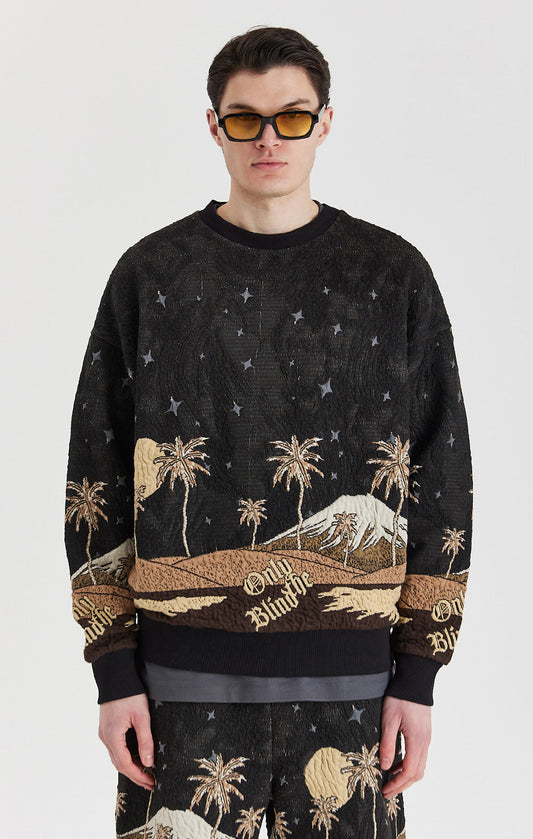 Sepia Mountain Jacquard Sweatshirt - ONLY THE BLIND™