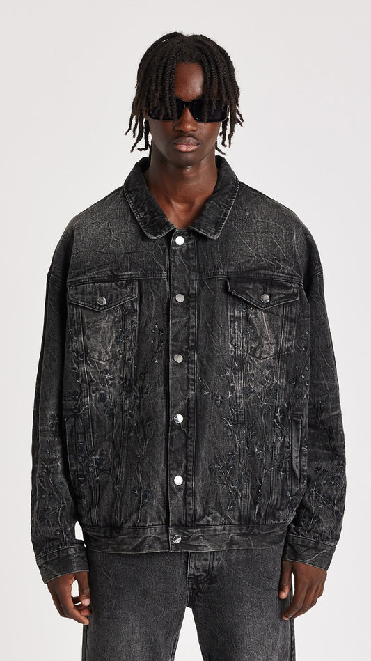 FLORAL NIGHT DENIM JACKET - ONLY THE BLIND™
