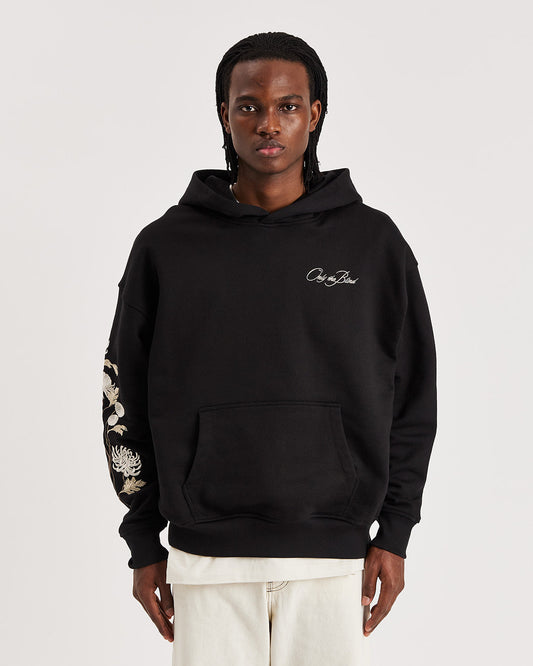 Colt Black Embroidered Floral Hoodie - ONLY THE BLIND™