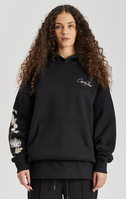 Colt Black Embroidered Floral Hoodie - ONLY THE BLIND™