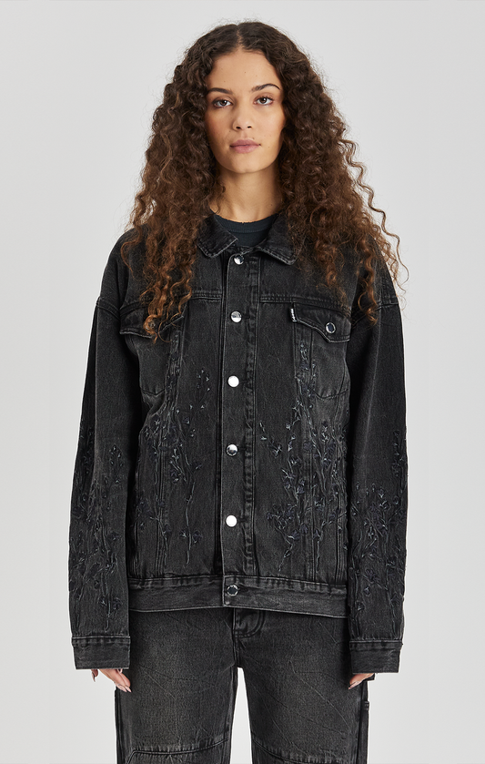 FLORAL NIGHT DENIM JACKET - ONLY THE BLIND™