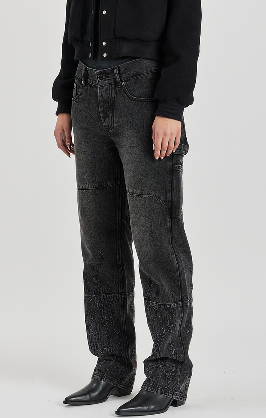 FLORAL NIGHT DENIM JEANS - ONLY THE BLIND™