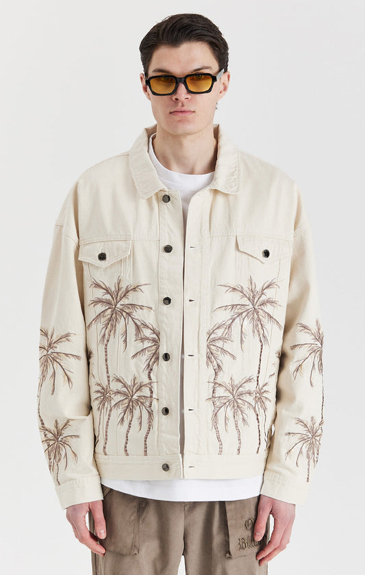 Beige Palm Denim Jacket - ONLY THE BLIND™