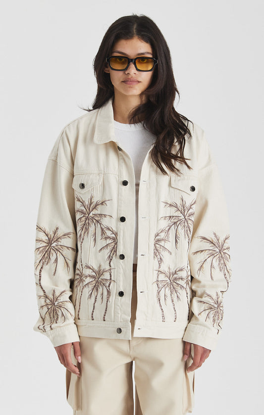 Beige Palm Denim Jacket - ONLY THE BLIND™
