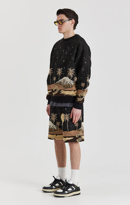 Sepia Mountain Jacquard Sweatshirt - ONLY THE BLIND™
