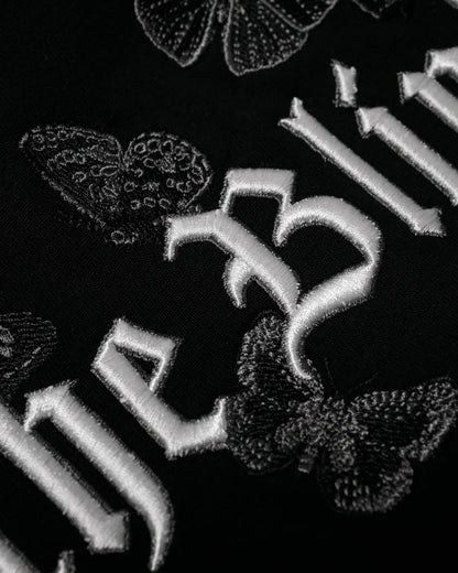 Black Embroidered Butterfly T-Shirt - ONLY THE BLIND™