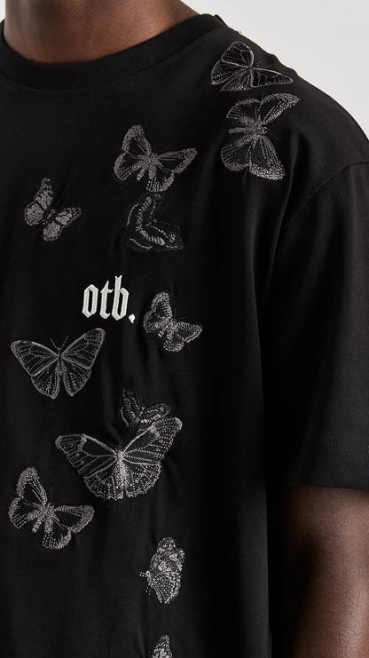 Black Embroidered Butterfly T-Shirt - ONLY THE BLIND™