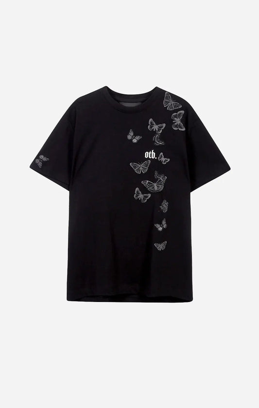 Black Embroidered Butterfly T-Shirt - ONLY THE BLIND™