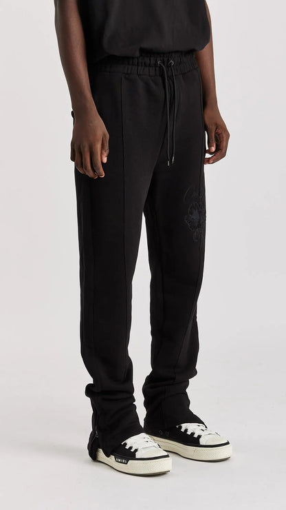 Black Floral Split Hem Sweatpants - ONLY THE BLIND™