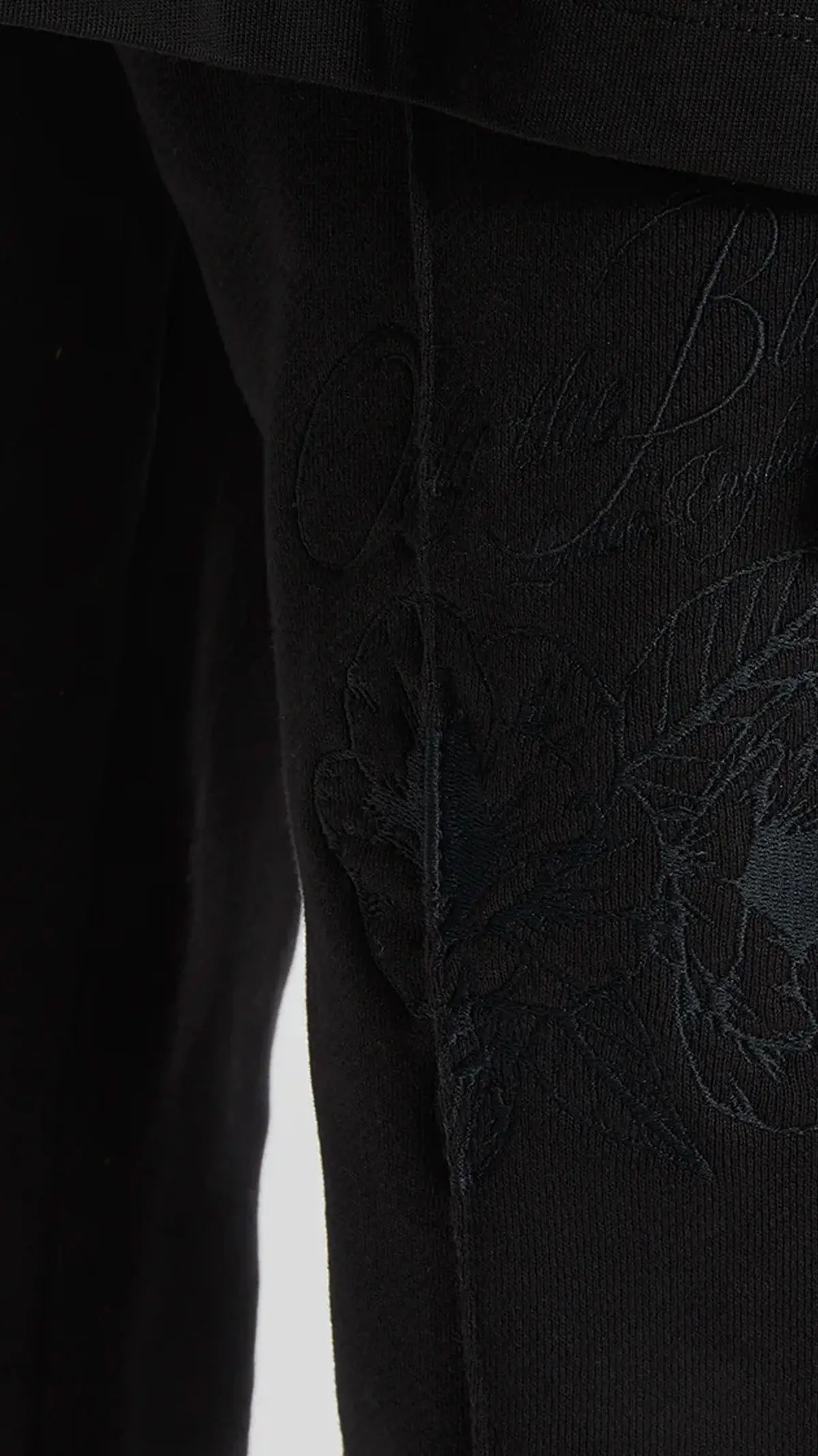 Black Floral Split Hem Sweatpants - ONLY THE BLIND™