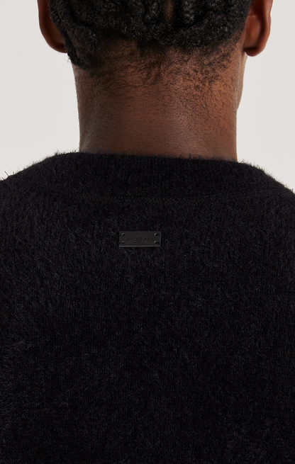 LEATHER APPLIQUE KNIT SWEATSHIRT - ONLY THE BLIND™