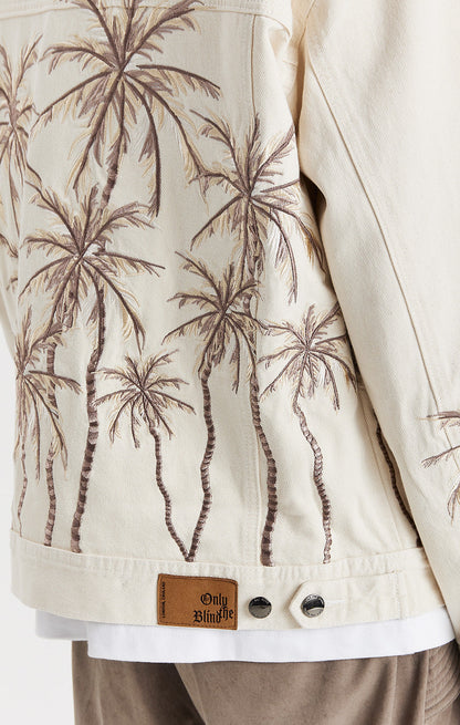 Beige Palm Denim Jacket - ONLY THE BLIND™
