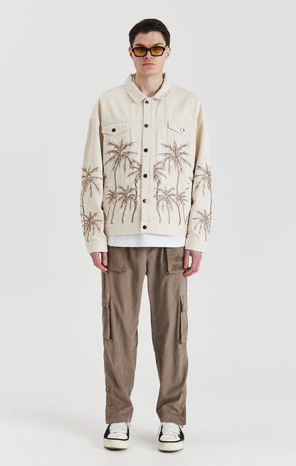 Beige Palm Denim Jacket - ONLY THE BLIND™