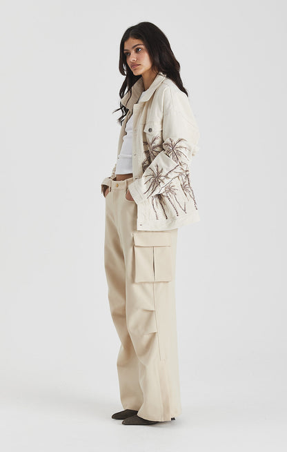 Beige Palm Denim Jacket - ONLY THE BLIND™