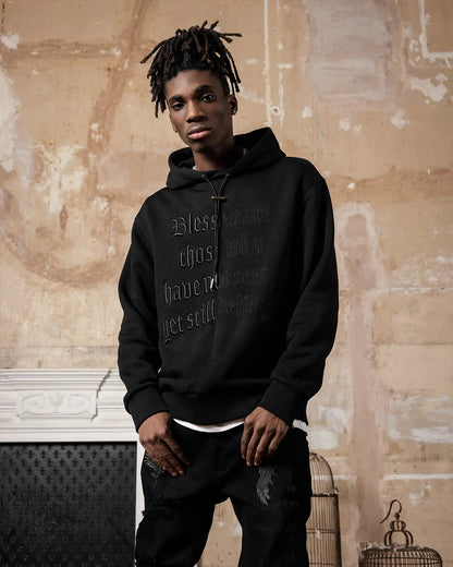 Black Split Statement Hoodie - ONLY THE BLIND™